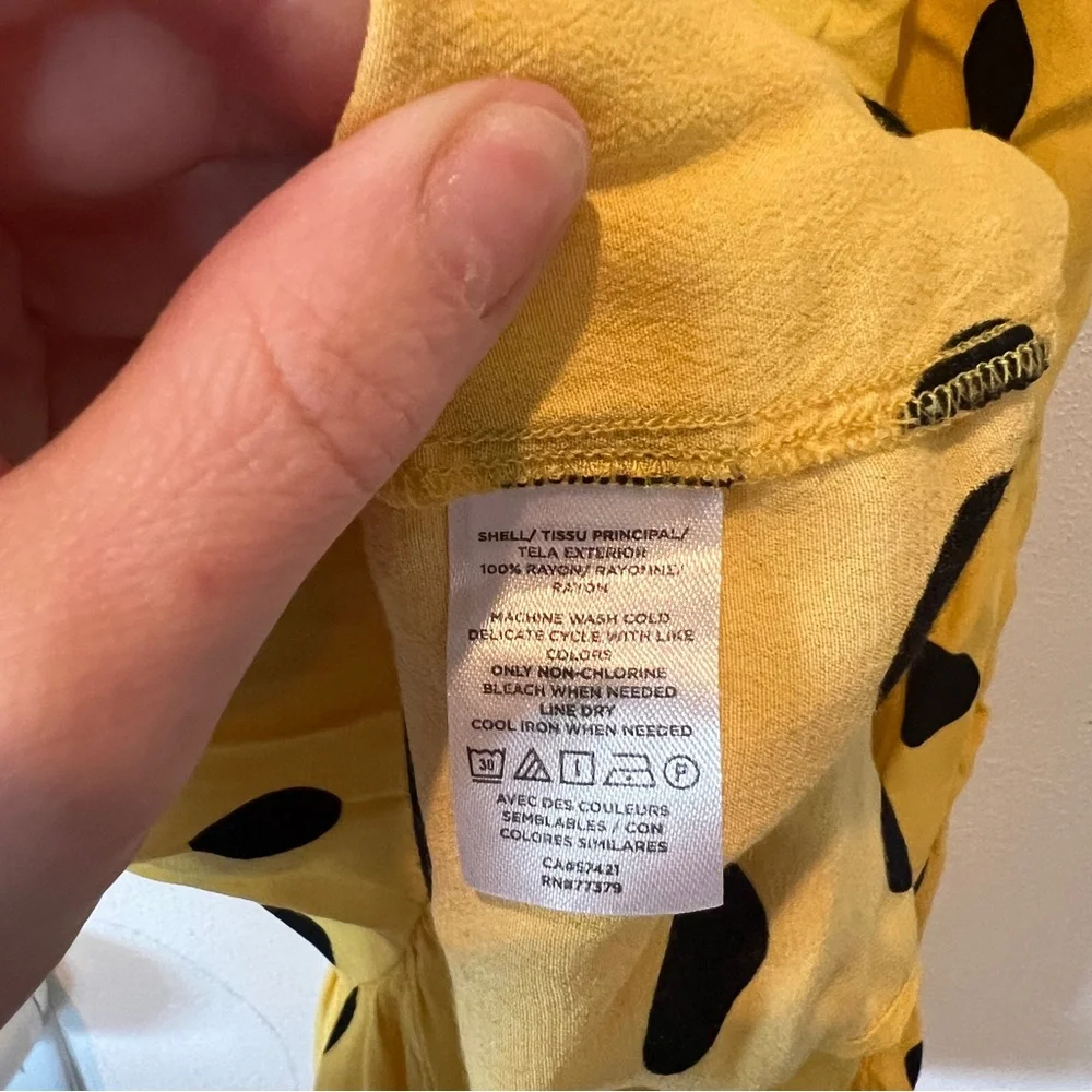 Ann Taylor Yellow and Black Polka Dot Maxi Dress Tiered Skirt Buttons Size 12 - Picture 5 of 9